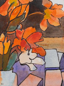 Tulpaner (akvarell  tusch) av Dione Verulam