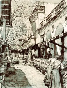 Torget på Saint Catherine-marknaden i Barcelona (ritning) av Dionisio Baixeras Verdaguer