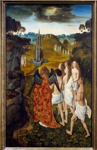 Vägen till himlen eller den utvalda målningens uppstigning på trä av Dirck (Dieric, Dirk) Bouts le Vieux (den äldre) (1410-1475) 1450 Sön. 1,15x0,7 m Lille, Museum of Fine Arts
