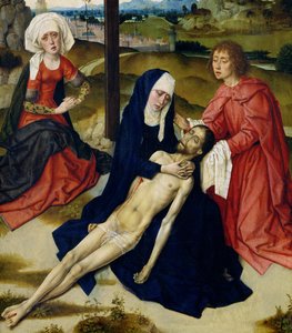 The Lamentation (detalje af 93895) swed av Dirck Bouts