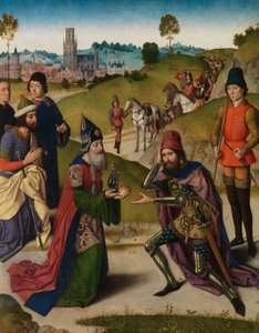 Mötet mellan Abraham och Melkisedek, detalj från altartavlan för det heliga sakramentet, c.1464-68 (olja på panel)