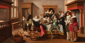 A Merry Making Company in an Interior, ca 1615-25 (olja på panel)