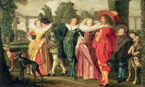 En promenad i trädgården, ca 1623