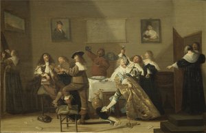 Scene de taverne - Taverna Scene, av Hals, Dirck (1591-1656). Olja på trä
