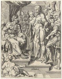 Kristus före Herodes Fallet och mänsklighetens återlösning genom Kristi liv och lidande (serietitel) av Dirck Volckertsz. Coornhert (attributed to)