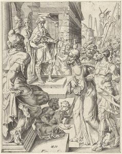 Kristus inför Pilatus Fallet och mänsklighetens återlösning genom Kristi liv och lidande (serietitel) av Dirck Volckertsz. Coornhert (attributed to)
