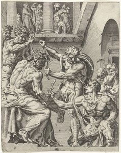 Kristus kröns med törnekronan Mänsklighetens fall och återlösning genom Kristi liv och lidande (serietitel) av Dirck Volckertsz. Coornhert (attributed to)
