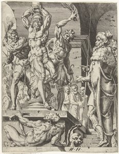 Kristi flagellation Mänsklighetens fall och återlösning genom Kristi liv och lidande (serietitel) av Dirck Volckertsz. Coornhert (attributed to)