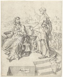 Samtal med den samaritanska kvinnan Mänsklighetens fall och återlösning genom Kristi liv och lidande (serietitel) av Dirck Volckertsz. Coornhert (attributed to)