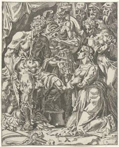 Judith voor Holofernes Judith i Holofernes (serietitel) av Dirck Volckertsz. Coornhert (attributed to)