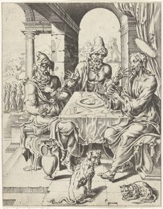 Måltid i Emmaus Fall och mänsklighetens återlösning genom Kristi liv och lidande (serietitel) av Dirck Volckertsz. Coornhert (attributed to)