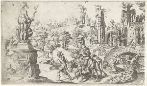 Flyg till Egypten av Dirck Volckertsz. Coornhert (attributed to)
