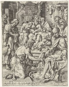 fottvätt Mänsklighetens fall och återlösning genom Kristi liv och lidande (serietitel) av Dirck Volckertsz. Coornhert (attributed to)