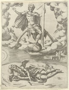 Kristus erövrar tiden Triumphs of Petrarch (serietitel) av Dirck Volckertsz. Coornhert (possibly)