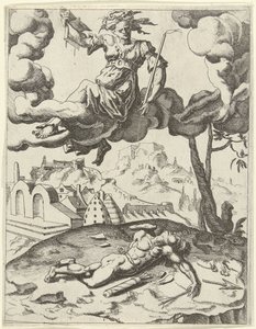 Tro erövrar sensuell kärlek Triumphs of Petrarch (serietitel) av Dirck Volckertsz. Coornhert (possibly)