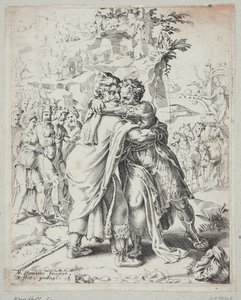 Joseph omfamnar sin far av Dirck Volckertsz. Coornhert