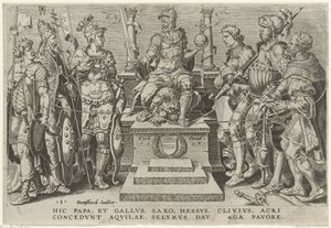 Kejsar Karl V omgiven av sina besegrade motståndare Victories of Charles V (serietitel) Divi Caroli. V. imp. välja. max. victoriae, ex multis praecipuae (serietitel)
