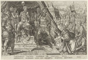Vilhelm II, hertig av Gelre, underkastar sig Karl V:s auktoritet, 1543 Victories of Charles V (serietitel) Divi Caroli. v. imp. välja. max. victoriae, ex multis praecipuae (serietitel) av Dirck Volckertsz. Coornhert