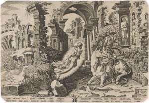 Bileam och ängeln av Dirck Volckertz Coornhert, after Maerten van Heemskerck