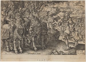 Överlämnandet av John Frederick, kurfursten av Sachsen, efter slaget vid Mühlberg av Dirck Volckertz Coornhert, after Maerten van Heemskerck
