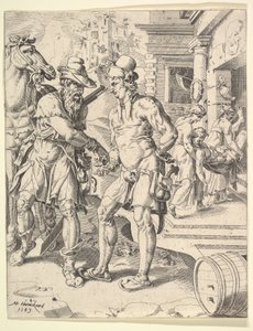 Liknelsen om den barmhärtige samariten, 1549. av Dirck Volkertsen Coornhert