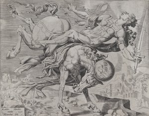 The World Disposing of Justice, från The Unrestrained World, skylt 1, 1550.