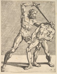 Två fäktare, från Fencers, skylt 7, 1552