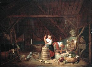 Dutch Barn (olja på panel) av Dirck Wyntrack