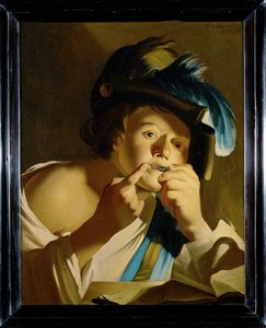 Pojke med judesharpa (målning på duk)