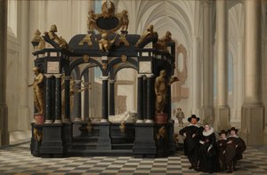 En familj bredvid prins Williams grav i Nieuwe Kerk, Delft En familj bredvid Willem I:s grav (William den tyste) i Nieuwe Kerk, Delft