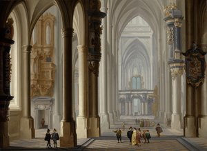Interiör av en gotisk kyrka