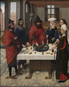 Nattvarden altartavla: Passover Seder vänster flygel, 1464-1468