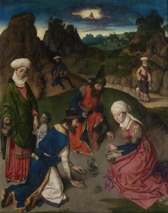 The Last Supper altartavla: The Gathering of Manna högra flygeln, 1464-1468 av Dirk Bouts