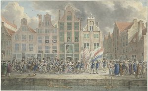 Antiengelsk demonstration i Rotterdam den 2 mars 1781 av Dirk Langendijk (signed by artist)