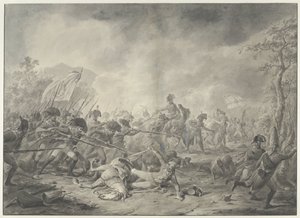 Tillfångatagandet av den ryske generalen Hermann i slaget vid Mons, 1799 av Dirk Langendijk (signed by artist)