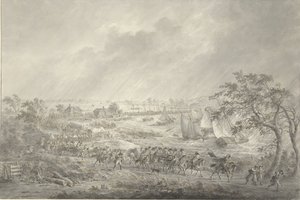 Korsning av de engelska och hannoverianska trupperna från Nijmegen till fastan över skeppsbron över Waal, 7 november 1794