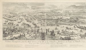 Slag bij Drogheda aan de Boyne, 1 juli 1690 Seger vunnen av Le Roy Guillaume III. om de irländska kvinnorna vid Boyne River i Irland den 1 juli 1690 (titel på objektet)