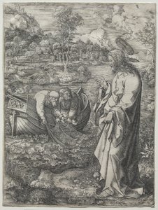 Jesus kallar till St. Peter och St. Andreas av Dirk Vellert