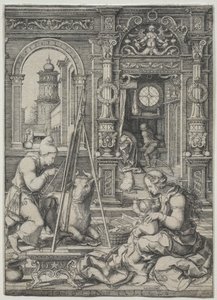 St Luke målar jungfrun av Dirk Vellert