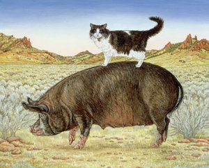 Piggyback-Riding at Breteche Creek, 1995 (akryl på panel) av Ditz