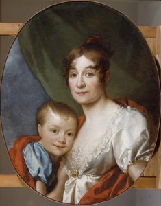 Porträtt av grevinnan Ekaterina Alexandrovna Shakhovskaya 1777-1846 med dotter, 1807