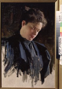 Porträtt av konstnären Olga Ludvigovna Della-Vos-Kardovskaya (Della Vos Kardovskaya) (Della Vos Kardovskaja) (Della-Vos-Kardovskaja) (1875-1952). (Porträtt av konstnären O. Della Vos Kardovskaya). Peinture av Dmitri Nikolayevich Kardovsky (Kardovski) (1866