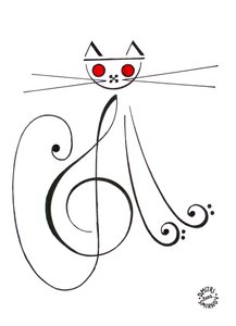 Musikalisk katt - en katt som ritats med musikalisk notskrift av Dmitri Smirnov