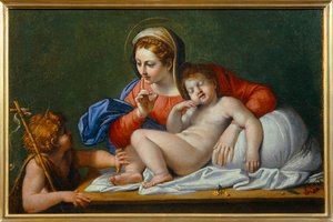 Jungfru Maria med Jesusbarnet och Johannes Döparen, även känd som Tystnaden - Jungfru Maria med barnet och Johannes Döparen ...