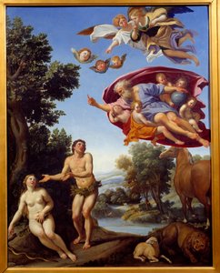 Gud tillrättavisar Adam och Eva Målning av Domenico Zampieri (The Dominiquin) 1625 Sön. 0,95x0,75 m Grenoble, Museum of Fine Arts