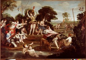 Jakten på Diana Målning av Domenico Zampieri dit Il Domenichino (1581-1641) 1617 Dim.218x312 cm Rom Galleria Borghese - Jakten på Diana, av Domenico Zampieri a.k.a Il Domenichino (1581-1641). Olja på duk, 218x312 cm