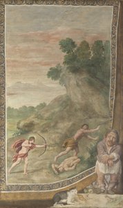 Apollon dödar kyklopfresken från Villa Aldobrandini, 1617-1618 av Domenichino