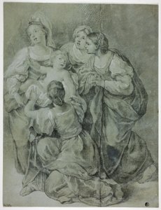 Grupp av fyra kvinnor och barn av Domenichino