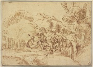 Johannes predikar i öknen av Domenichino