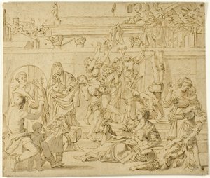 Saint Cecilia delar ut allmosor till de fattiga av Domenichino